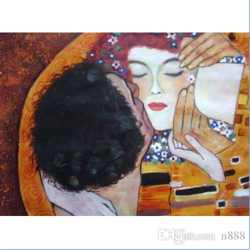 

Gustav Klimt The Kiss Close up Handpainted Abstract Portrait Art oil painting Home wall Decor On High Quality Canvas Multi Size p12
