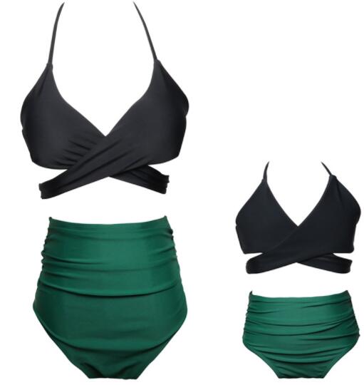 

Top fashion women parent swimwear print high waisted bikini Ruffle mother daughter suit children girls lace up sexy yakuda flexible stylish