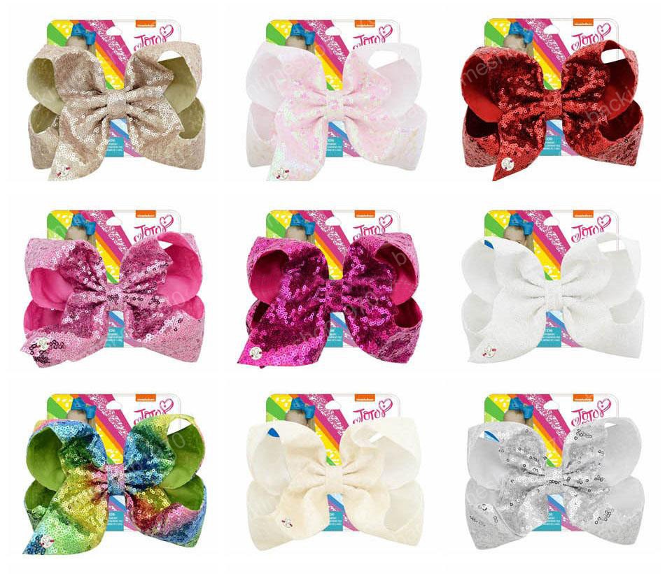 

8 Inch Jo Hair Bows Hairpins With Clip For Baby Children Large Sequin Bow Barrettes hair Bows INS, 8 inches
