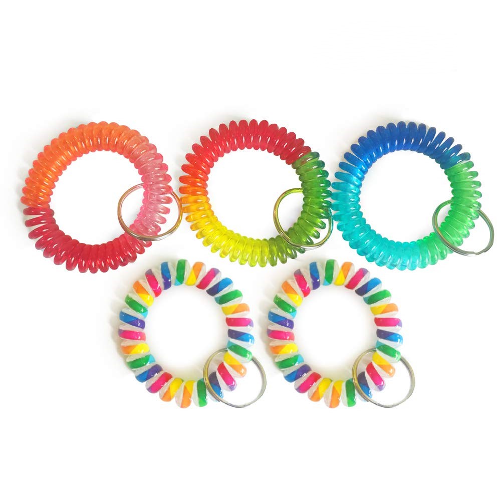 

Wrist Coil Wrist Keychain Colorful Stretch Key Chain for Gym, Pool, ID Badge