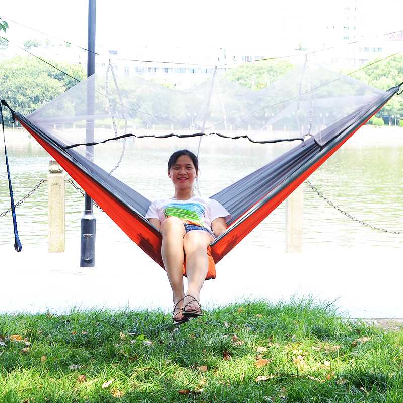 

Outdoor ultralight Camping Tree Hammock Bed With Mosquito Net 260*140CM Hanging Bed Portable Parachute Nylon Double Hammock