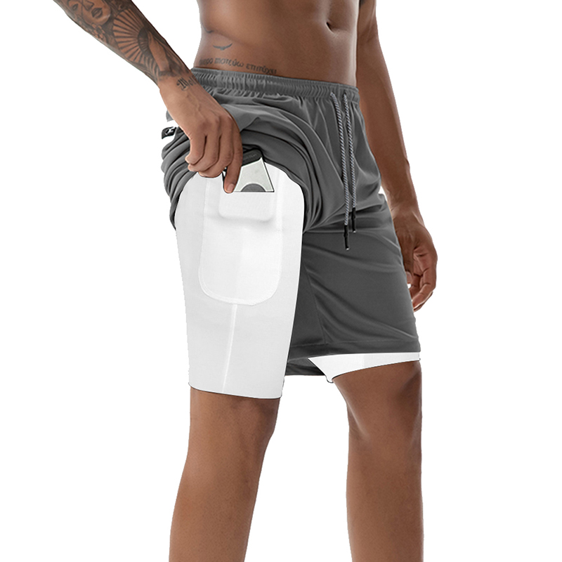 

Brand Mens Joggers Shorts Security phone Pockets Leisure Sports Running Shorts Built-in Pockets Hips Hiden Fitness Casual Trunks, Gray