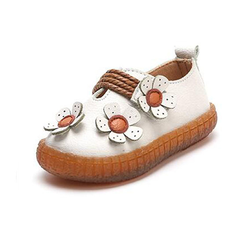 

Kids Shoes Flower Hollow Girls Genuine Leather Shoe Children Beige Party Flat Baby Fashion Pink