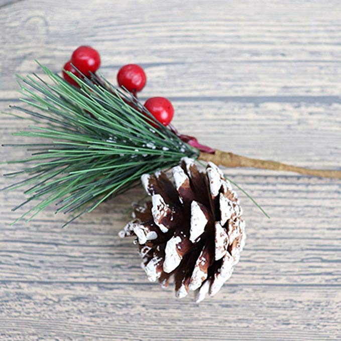 Red Berry Stems Artificial Pine Picks Christmas Tree Xmas Flower Party DIY Decor