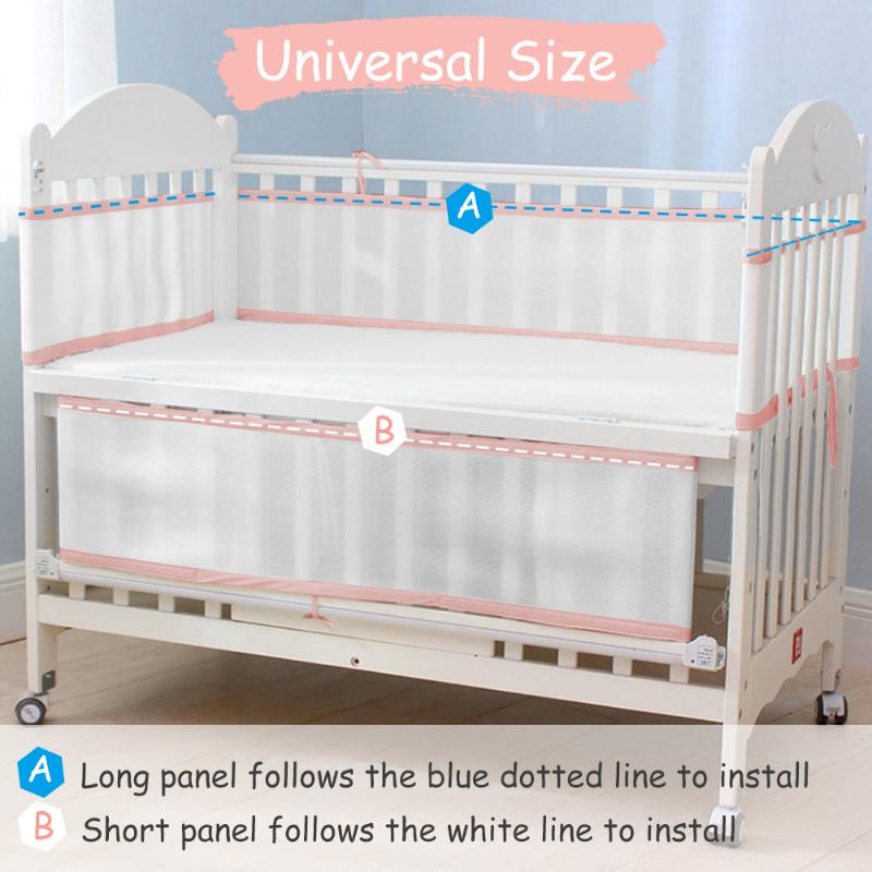 

2PCS Summer Elastic Home Bedroom Baby Care Anti-collision Breathable Mesh Head Protection Detachable Crib Bumper Room Decor, Blue