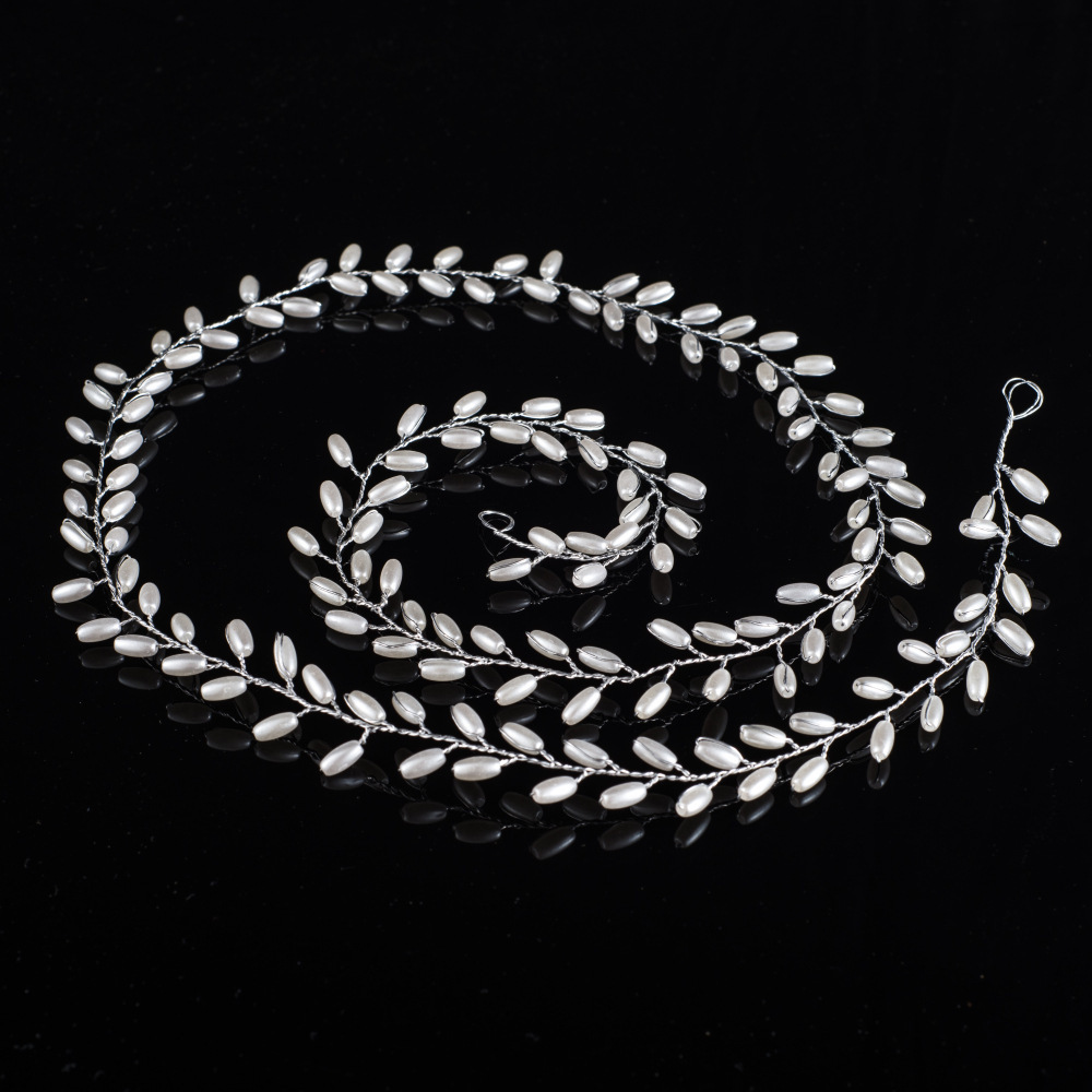 

Bride Wedding Manual Hair Decorate Pearl Weave Lengthen Edition Hair Band Disc Hair Soft Chain Headwear Accessories