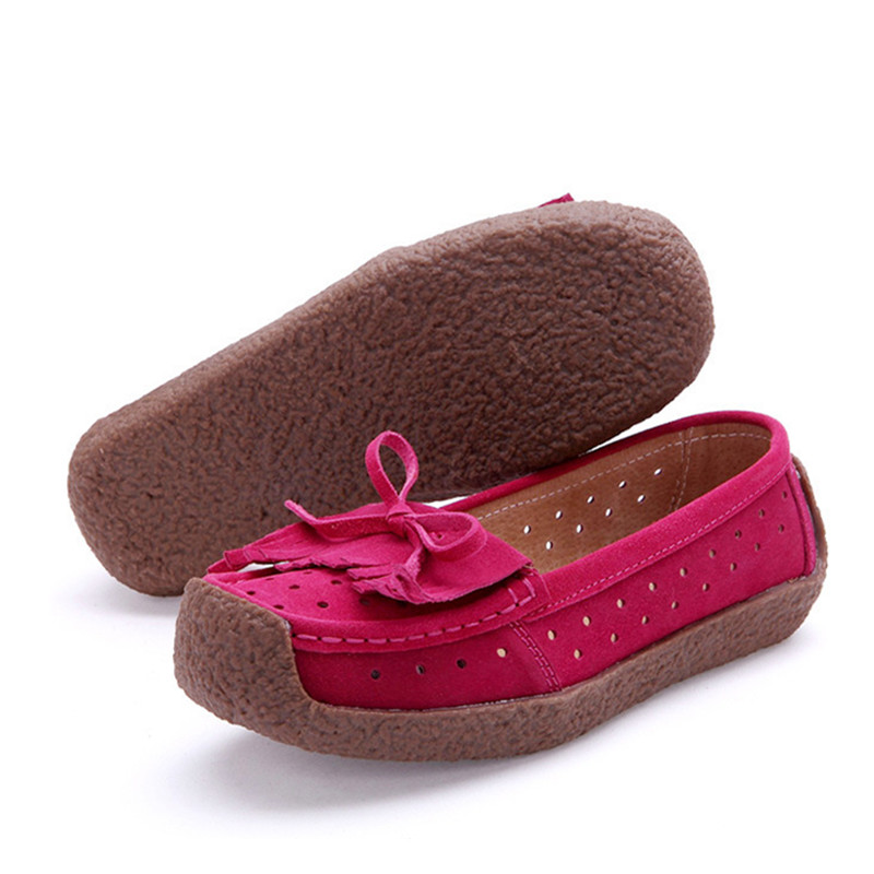 

2019 New Autumn Women Casual Shoes Suede Leather Woman Flats, Silver