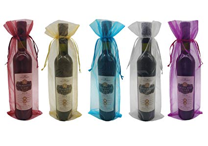 

Sheer Organza Wine Bags 5.5x14.5 inch Reusable Simple Bottle Wrap Dresses Festive Packaging Baby Shower Wedding Favors Samples Display Draws
