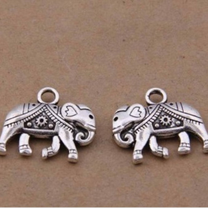 

B7728 17*20mm Elephant Ancient Silver Combine Gold Product Parts 50 Individual / Package 3.1 g