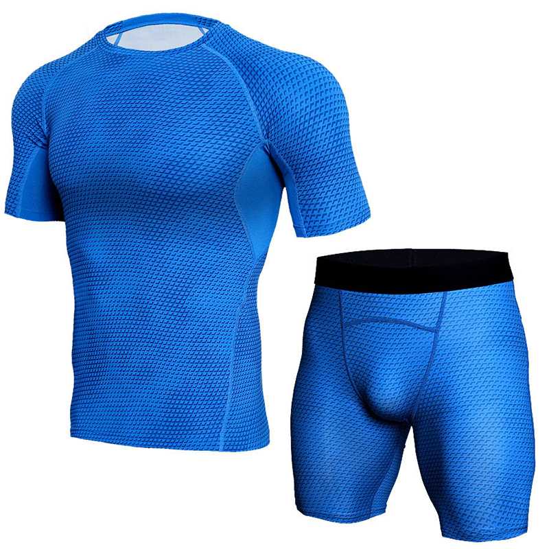 

Sport Suit Men Fitness Training Suit Workout Running T Shirt Shorts Jogger Set Sports Clothing Tracksuit Sport Clothes Men, Black
