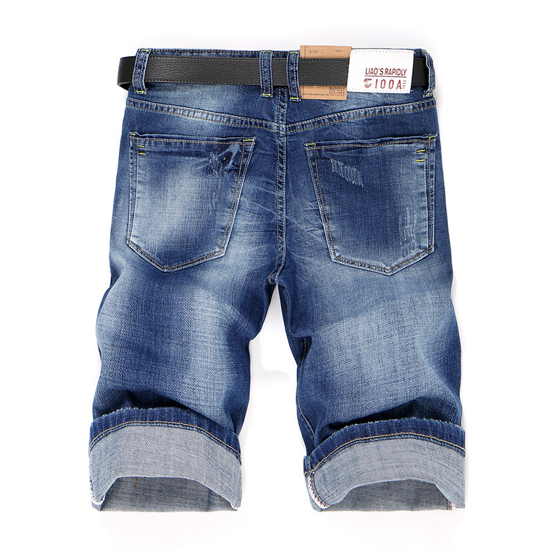 

Summer Thin Slim Male Splicing Well - Sold Pants Casual Super Large Fashion Brand Short Five Points Jeans Size 28-38 40, Blue