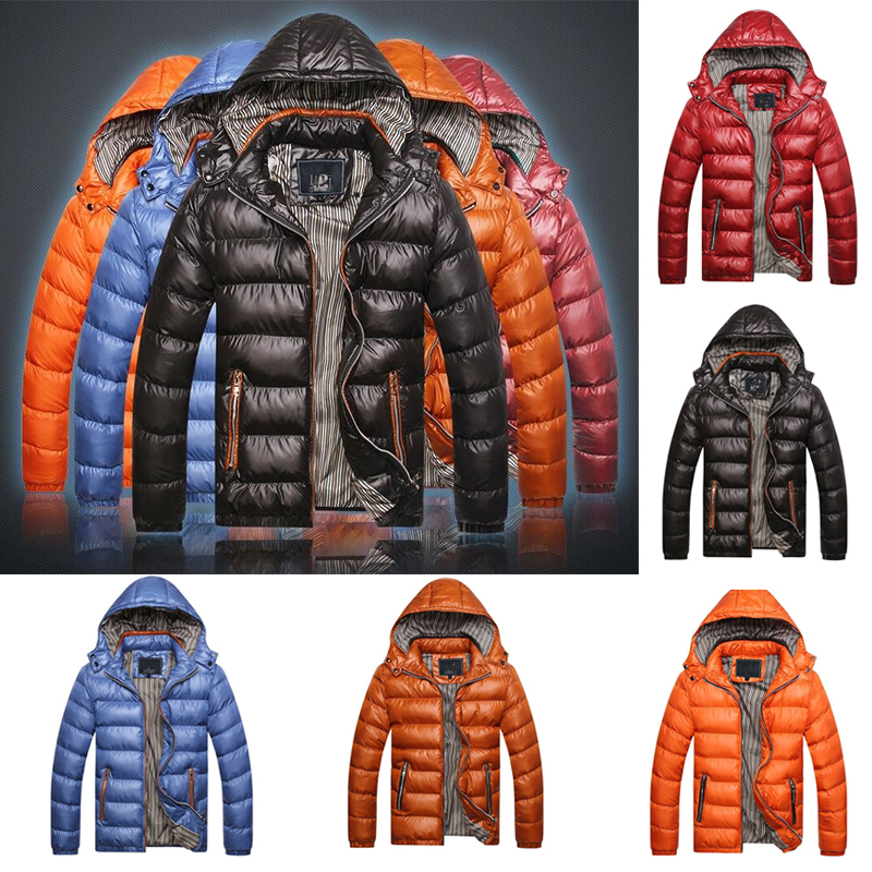 

Men's Winter Warm Jackets Men Brand Cotton Padded Jackets Coats Solid Color Stand Collar Zipper Thick Coat Men Down