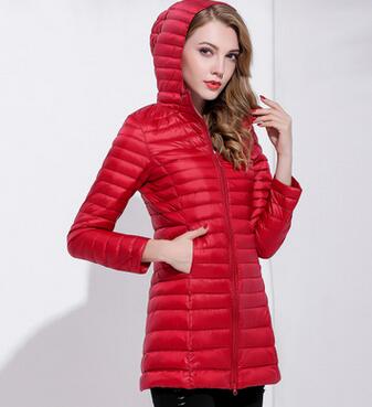 

Wholesale women's mid-length fashion winter clothing new thin lightweight jacket, Rose red