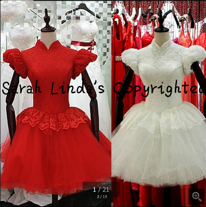 

New arrival ball gown 2019 red lace ball gown high nech modest wedding dress muslim short puff cap sleeve petite bride dress hot sale, Black