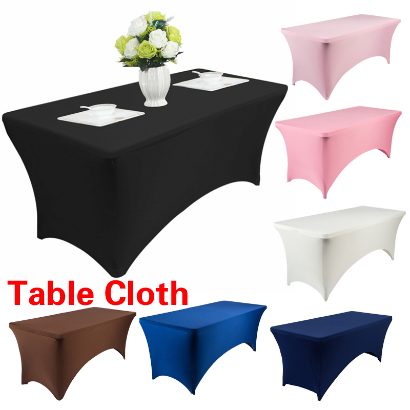 

Rectangular High Stretch Spandex Table Cover Wedding Birthday Elastic Long Table Cloth For Hotel Event Party Decoration, White