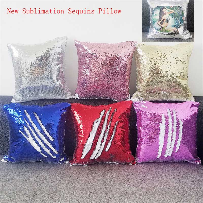 

New sublimation magic sequins blank pillow cases hot transfer printing DIY personalized customized gifts wholesales 6colours 40*40CM, Dark blue