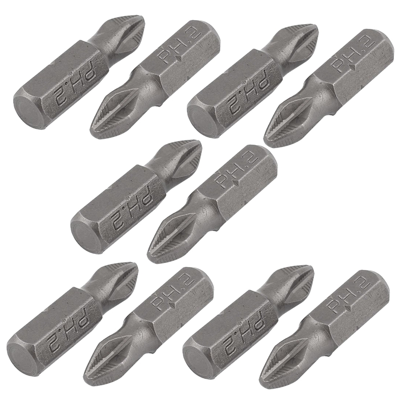 

10 pieces 25mm long S2 steel magnetic PH2 screwdrivers driver bits Gray