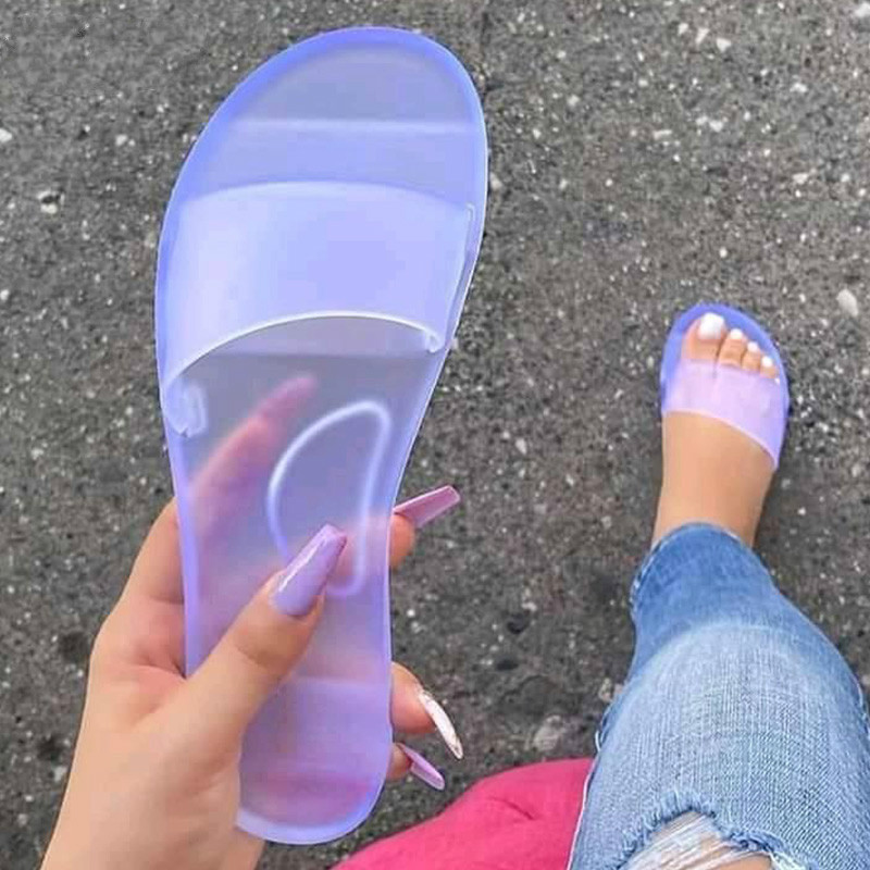 

Summer Transparent Slippers Jelly Shoes Candy Color Soft Casual Women Comfort Ladies Beach PVC Slides Female Shoes 2020 New, Blue