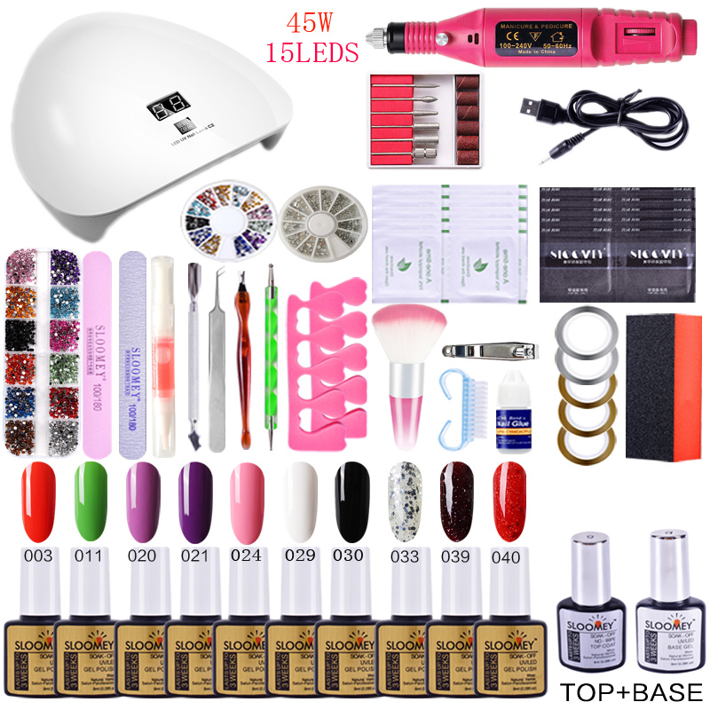 

Gel Polish Set Nail Art Manicure Tools Kit UV LED Lamp Electric Nail Drill Manicure DIY Tools Set Kit Gel Varnish