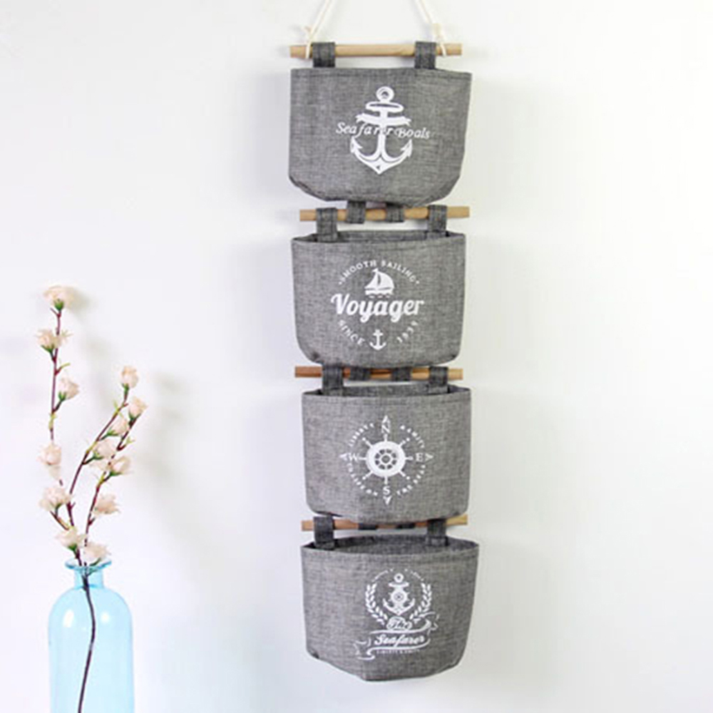 

Cute gray moisture-proof wall hanging storage bag Wall decoration series hanging bag Household items sundries storage basket, Ship mark