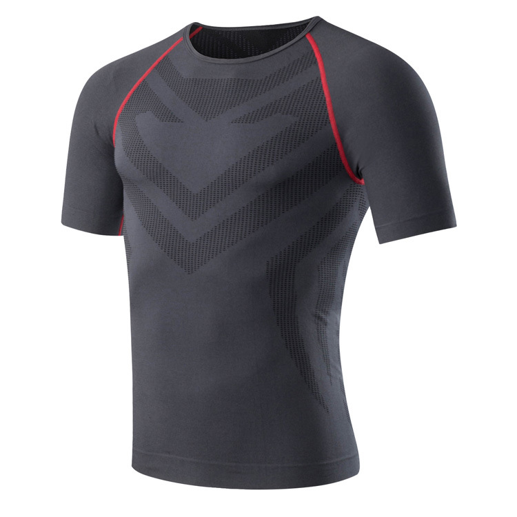 

New Quick Dry Running Shirt Fitness Tight Soccer Jerseys Compression Top T-shirt Sport Shirt Men Crossfit Gym T Rashgard, Grey