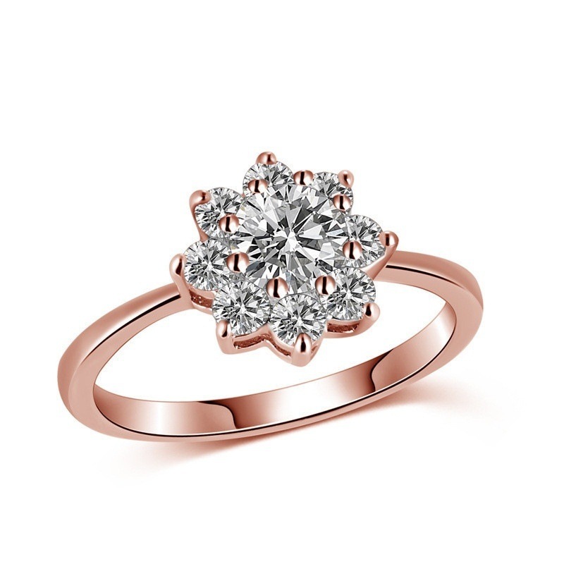 

2019 Delicate Simple Sunflower Zircon Ladies Wedding Ring Fashion Rose Gold Color Engagement Rings for Women Party Jewelry anel
