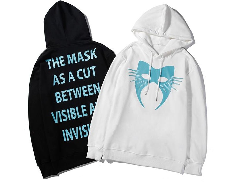 

Hoodies Fashion Sweatshirts Men Women Mask Hip Hop Black White Mens Hoodie