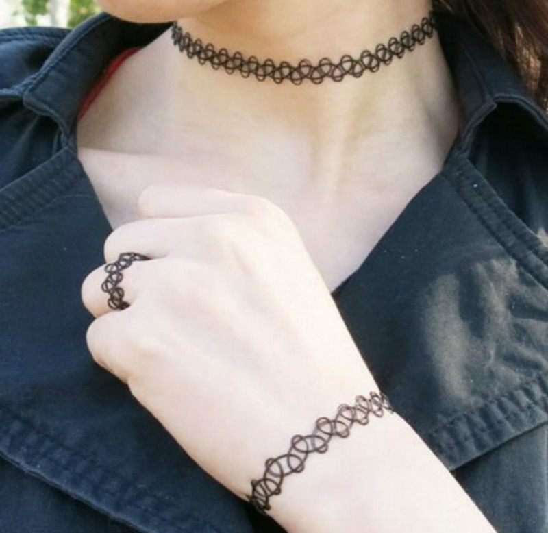 12pcs estiramiento tatuaje gargantilla collares mujeres niñas encanto punkQM