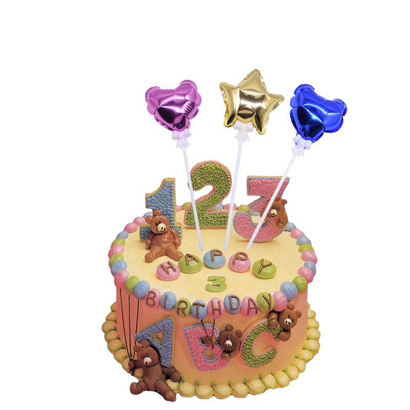 

2Pcs Mini Heart Star Balloons Cake Toppers for Celebrate Children's Young Adult's Birthday Party Decoration Baking Cakes Orament