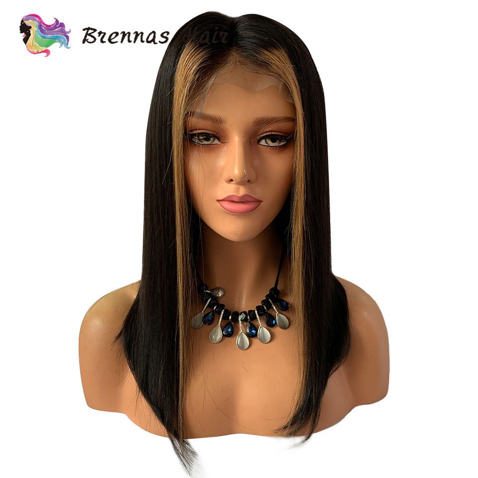 2020 Ombre Straight Short Bob Lace Front Wig 27 Honey Blonde