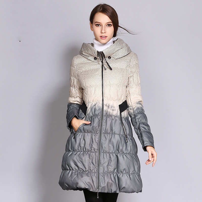 

Winter new women's down jacket Women's knee long cotton temperament warm cotton coat women Free shipping, Gray