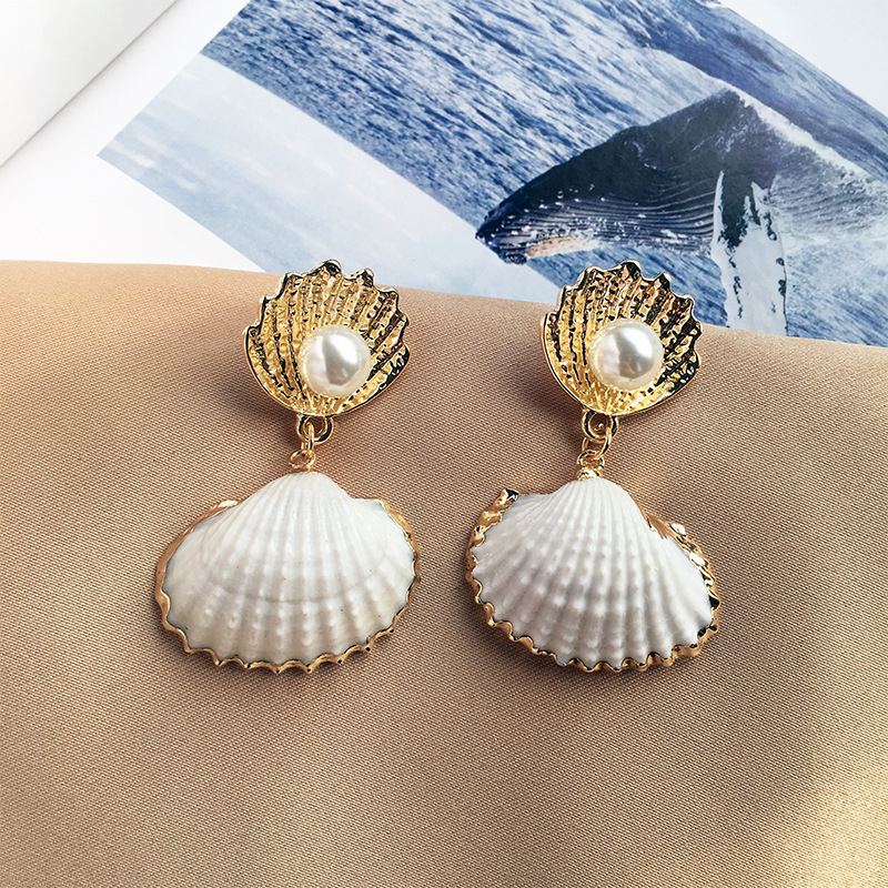 

Shell Earrings for Women Girls Handmade Straw Wicker Braid Woven Casual Drop Earrings Cute Fashion Hook Hoop earrings