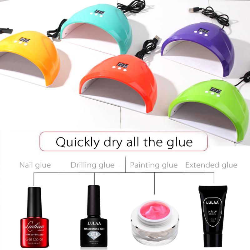 

New 7color 36W Nail Dryer Nail Polish LED UV Lamp Lamp UV LED Gel Smart Quick Dry Induction USB Charging, Pink