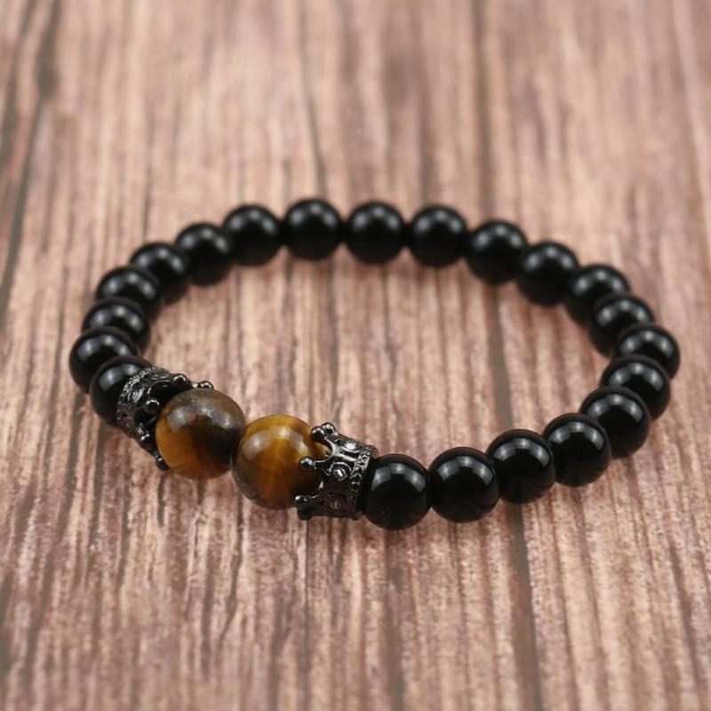 Luxe distance couple Bracelets Avec Cz COURONNE son roi sa reine perles bracelet