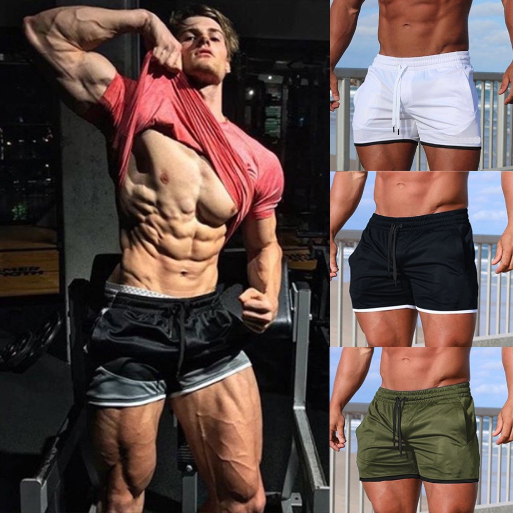 New Men Summer Breathable Shorts Gym Sports Running Sleep Casual Short Pants Solid Quick-drying men Clothes-image-473716197