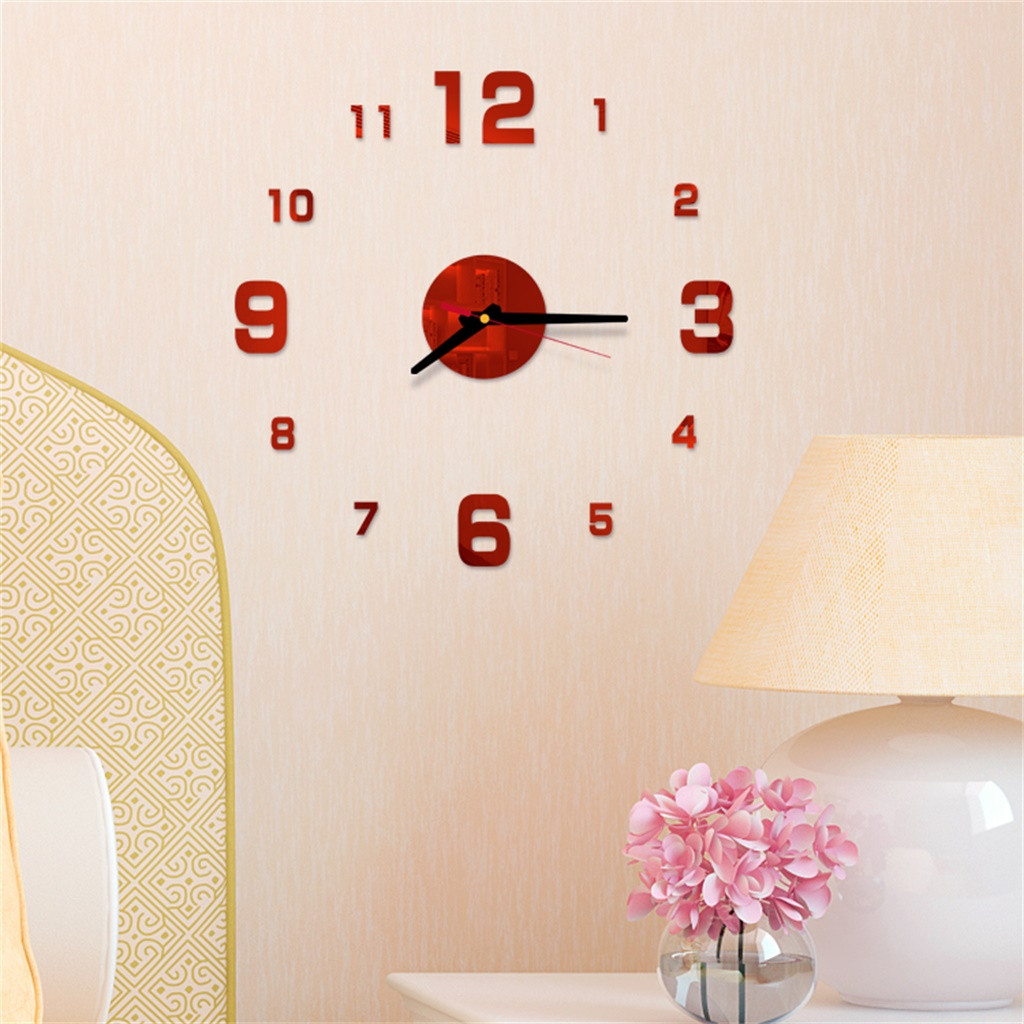 

1Pcs Modern Large Wall Clock 3D Mirror Sticker Unique Big Number Watch DIY Mural Wall Art Stickers Decor