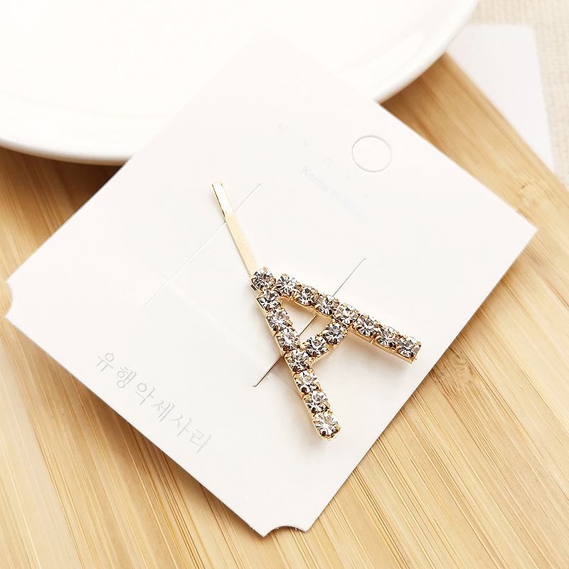 

Crystal Rhinestone Letter Hair Clips Lady Wedding Party Hair Pins Fashion Girl Letter Barrettes Woman Hair Accession F2950