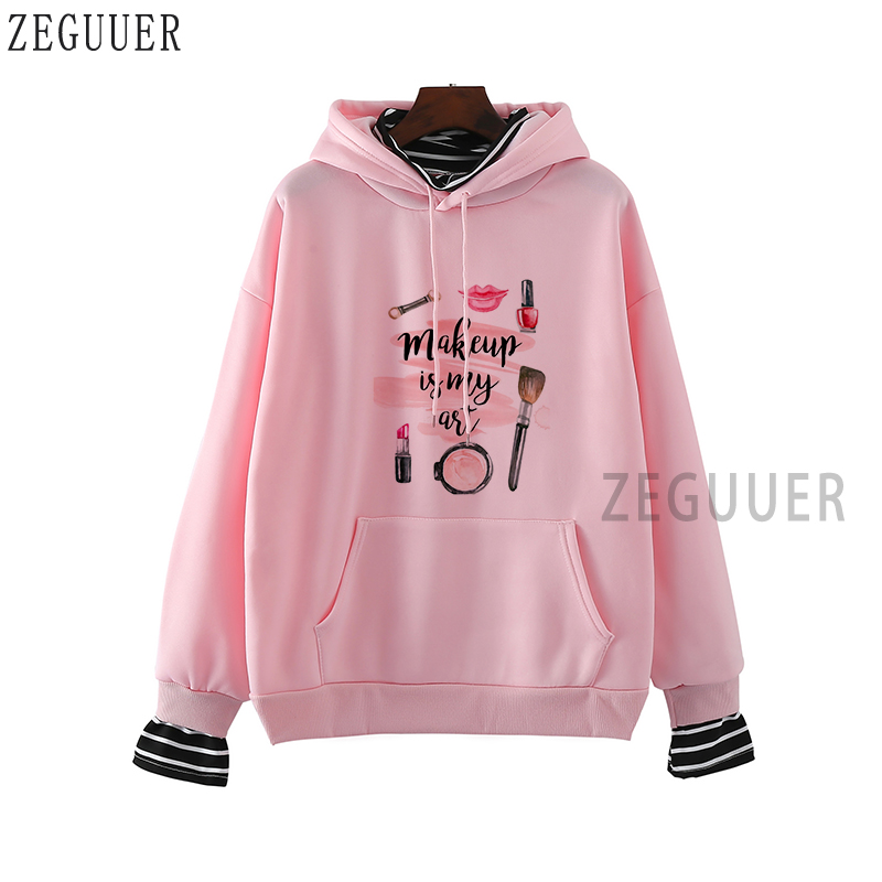 

Makeup Is My Art Harajuku Hoodie Lady Vogue Lipsticks Nail Polish Kiss Sweatshirt Women O-Neck Casual Hipster Holiday Gift 2020, Pk-blank