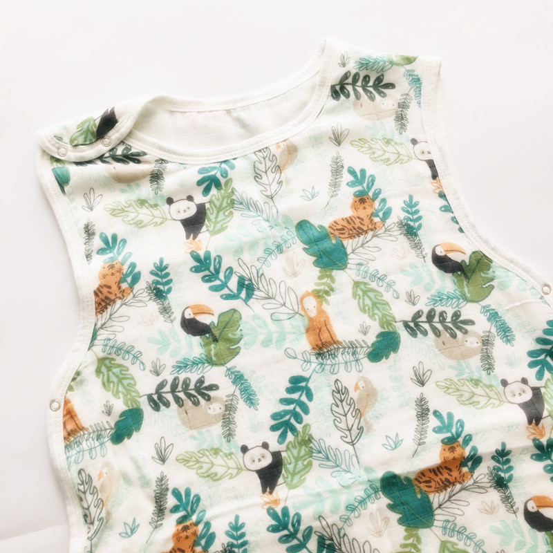 

0-7year70% bamboo+30% cotton Newborn Sleeveless Baby Sleeping Bag Cartoon Bear muslin Kids Warm Sleeping Bag Printing Pattern S2
