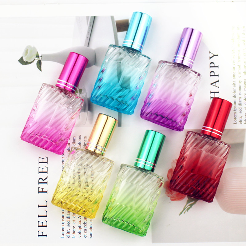 

1PC 15ML Colorful Glass Perfume Bottle With Sprayer Mini Refillable Empty Travel Spray Bottle Cosmetic Container