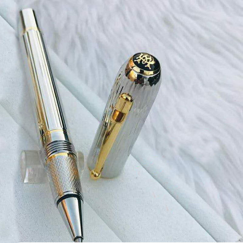 

PURE PEARL High Quality Classic Roller Ball/Ballpoint Pen Silver Streamlining Clip and long thin wiredrawing barrel Luxury stationery+Gift Refills+Plush Pouch