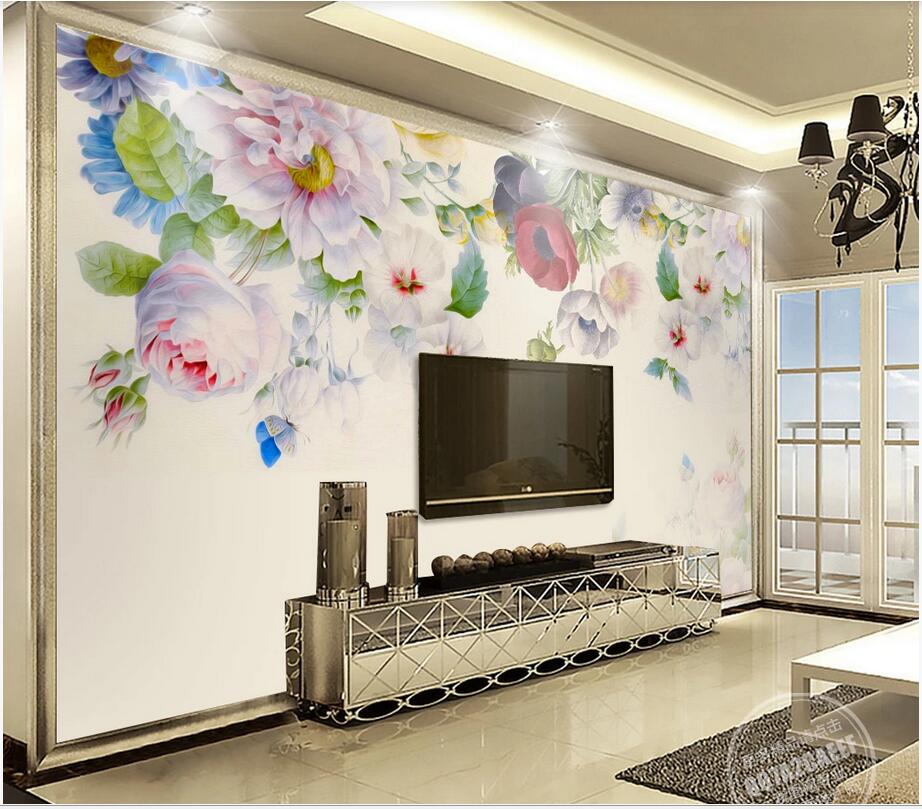 

Custom wall stickes photo European and American style hand-painted retro rose TV background wall home decor murals wallpaper for walls 3 d, Non-woven wallpaper