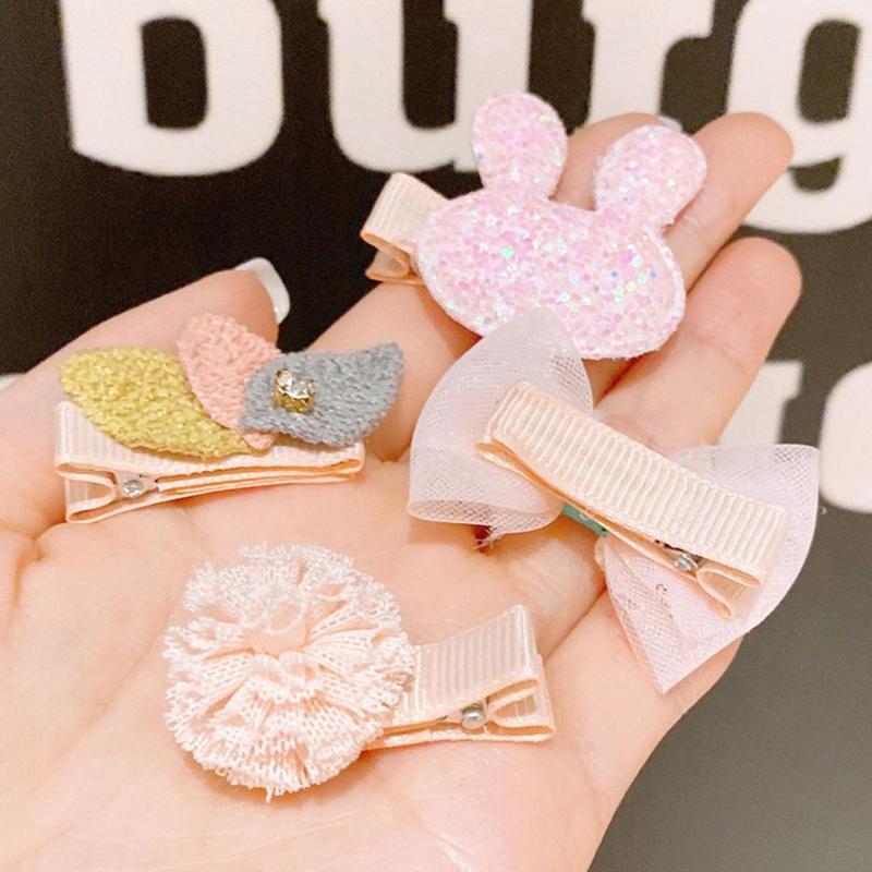 

3/4Pcs/lot Lovely Hair Clips Headband Kids Cute Cartoon Stars Leaves Crown Pompon Hairpins Children Hair Accessories Girls, 01