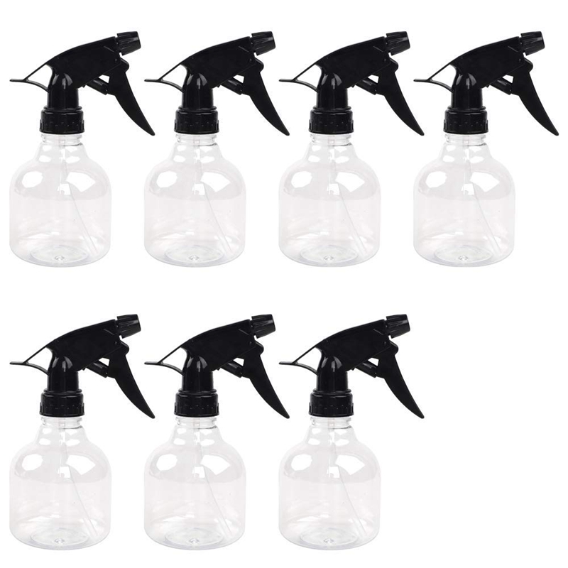 

7Pcs 8Oz Empty Plastic Spray Bottles with Black Trigger Sprayers, Adjustable Nozzle, for Cleaning Solutions, Planting, Transparent