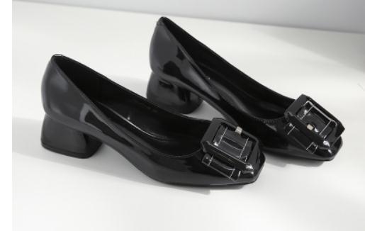 

2019 Women's shoes in Spring and Autumn with New style Middle heel Coarse heel Square head@02, Black