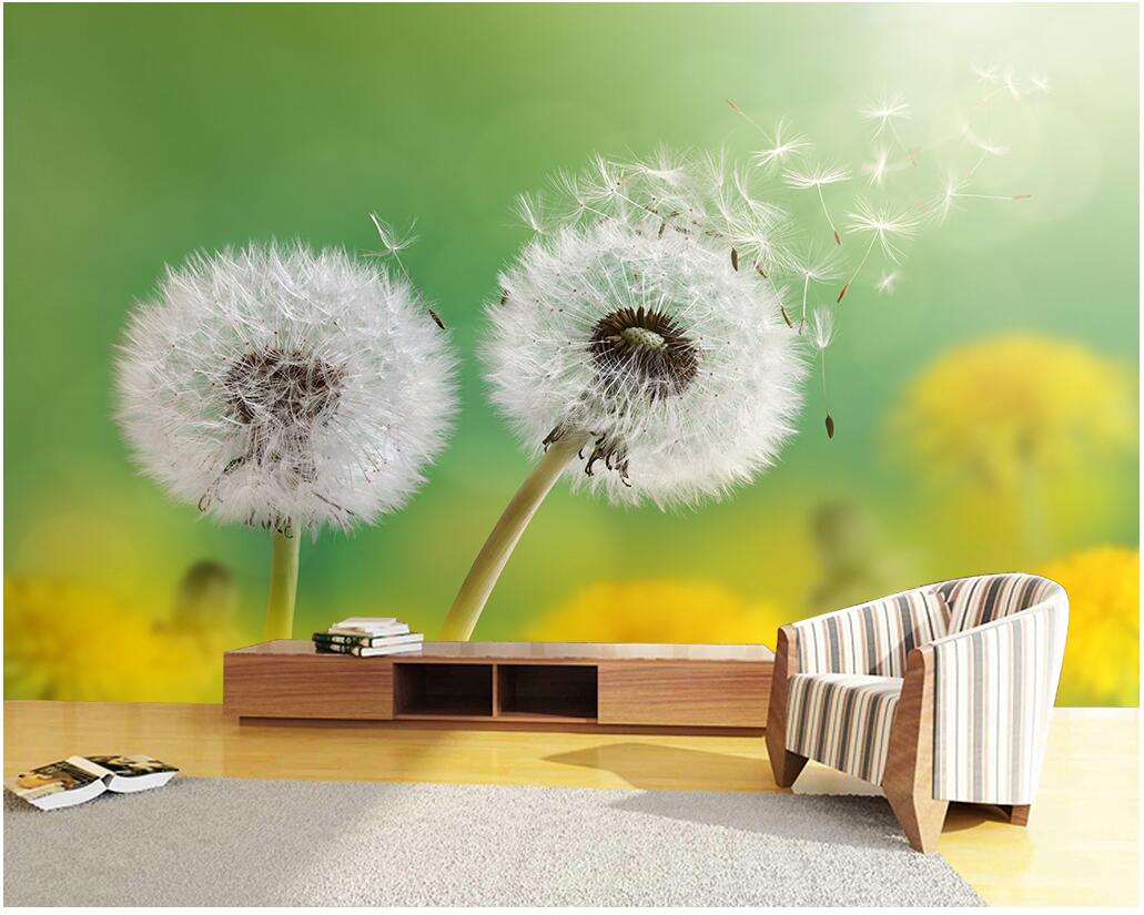 

WDBH custom photo 3d wallpaper Romantic and beautiful dandelion background living Room home decor 3d wall mural wallpaper for walls 3 d, Non-woven