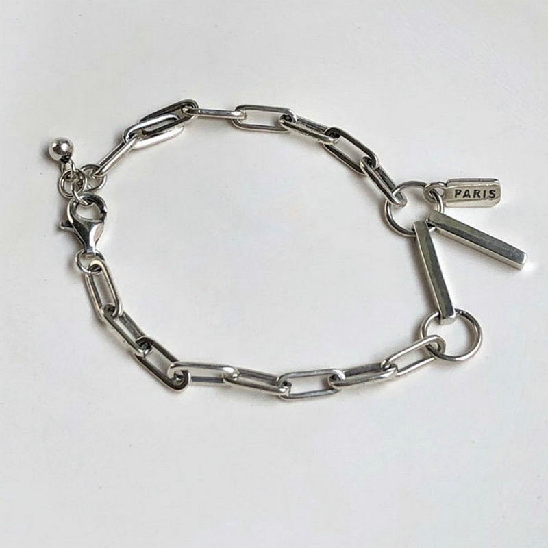 LOt Bangles Bracelets S925 Silver Bracelet Womens Fashion Simple Double-Layer Bracelet Temperament Personality
