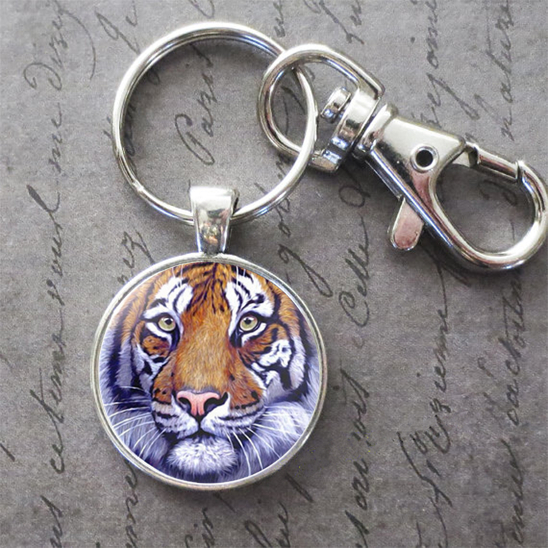 

Art Painting Tiger Key Ring Key Chain Animal Photo Key Buckle Pendant Birthday Festival Anniversary Gift Jewelry Accessories