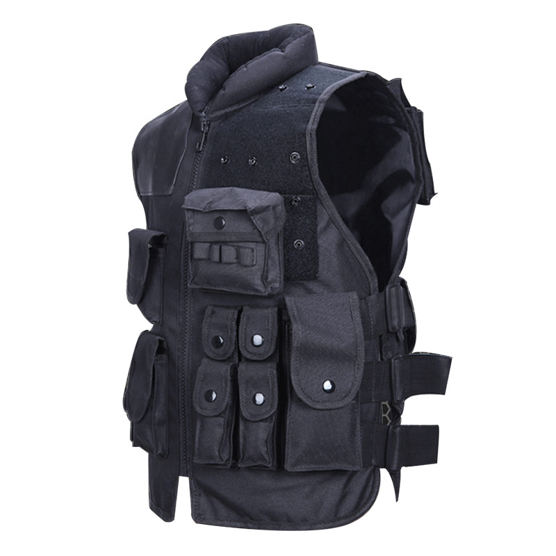

Outdoor Sports Outdoor Camouflage Body Armor Combat Assault Waistcoat Tactical Molle Vest P06-020, Black