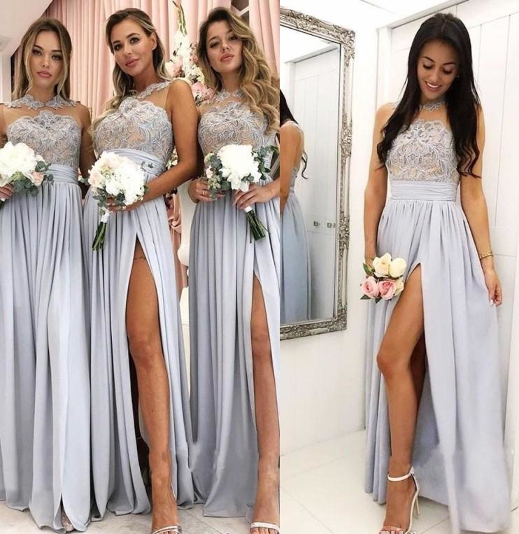 

A Line 2020 Bridesmaid Dresses Maid of Honor Chiffon Backless Vintage Evening Dress Long Party Prom Gown